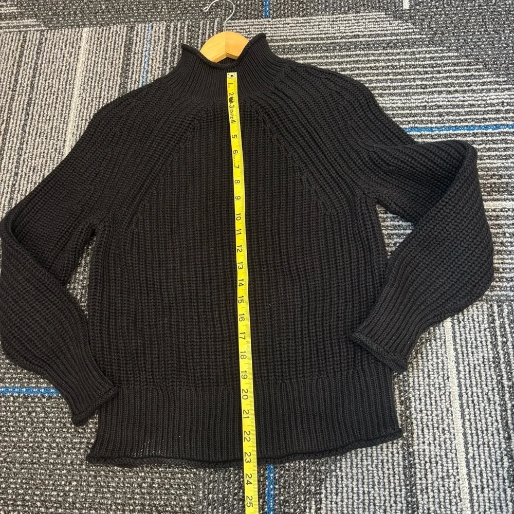 J Crew XS Roll Neck Sweater Black Chunky Knit Ribbed Sweater